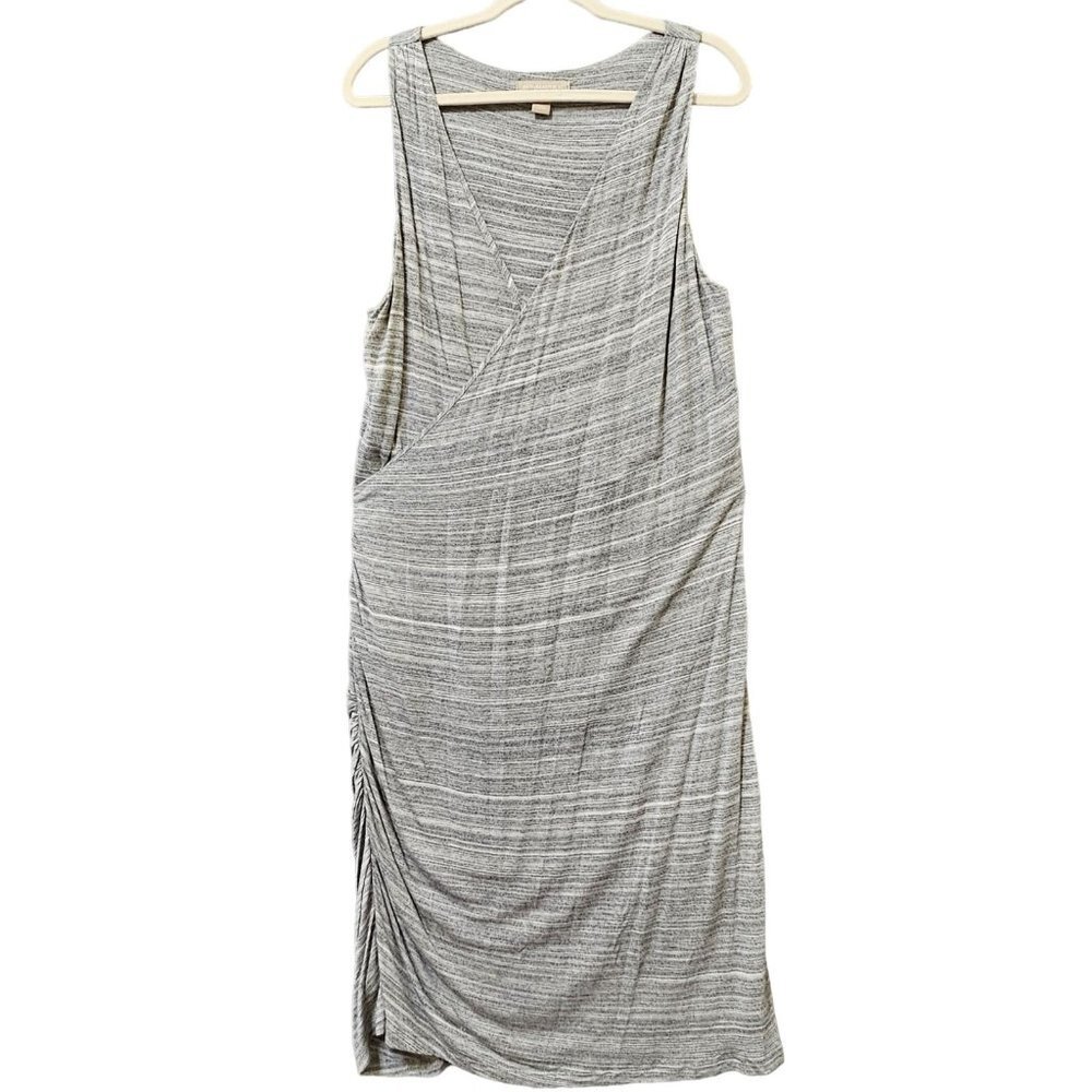 Banana Republic Dress Women XL‎ Knit Sleeveless Ruched Side Bodycon Dress Gray
